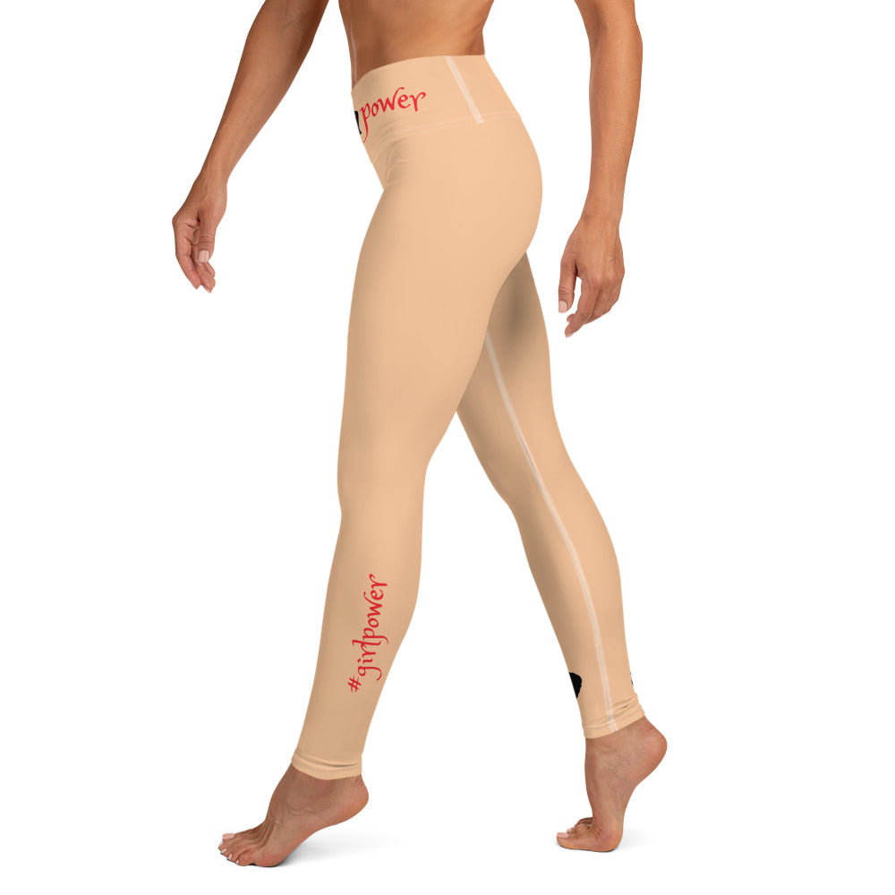 Wine or Plum Unique Arty Leggings- #girlpower. Yoga Pants, Gym Wear for Fit Girls- Beige, Black. WickedYo.